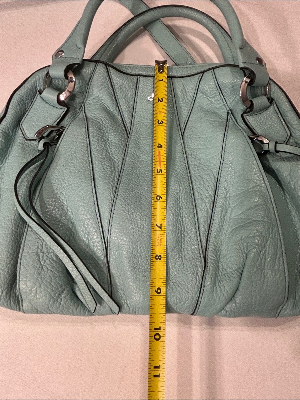 Oryany Trina Blue Turquoise Italian Leather Satchel Crossbody Bag - Picture 2 of 8